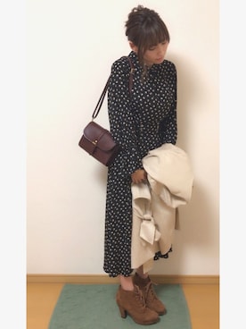 「フレアスリーブ」｜「アイテム（その他アウター）」を使った、ａｏｉさん（レディース・161cm）の冬コーディネート