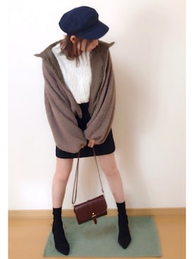 「黒スカート」｜「アイテム（ブルゾン）」を使った、ａｏｉさん（レディース・161cm）の冬コーディネート