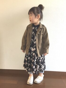「アイテム（ミリタリージャケット）」を使った、kotochanさん（キッズ・90cm）の春コーディネート