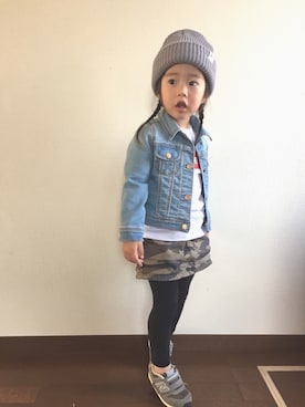 「2歳10ヶ月」｜「アイテム（デニムジャケット）」を使った、kotochanさん（キッズ・90cm）の春コーディネート