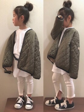 「抜き襟」｜「アイテム（ブルゾン）」を使った、kotochanさん（キッズ・100cm）の冬コーディネート