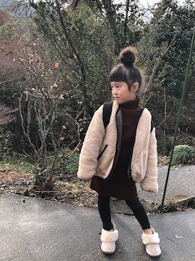 「HusHusH（ハッシュアッシュ）のアイテム（ブルゾン）」を使った、kotochanさん（キッズ・110cm）の冬コーディネート