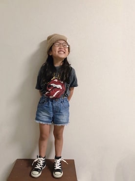 「こども ビームス（コドモビームス）のアイテム（ニットキャップ/ビーニー）」を使った、kotochanさん（キッズ・100cm）の夏コーディネート
