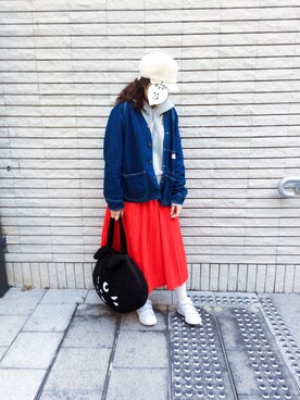「CAL O LINE（キャルオーライン）のアイテム（デニムジャケット）」を使った、EllieChaCha♥︎さん（レディース・157cm）の冬コーディネート
