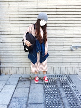 「CAL O LINE（キャルオーライン）のアイテム（デニムジャケット）」を使った、EllieChaCha♥︎さん（レディース・157cm）の冬コーディネート