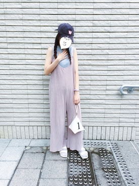 「アイテム（腕時計、パープル系）」を使った、EllieChaCha♥︎さん（レディース・157cm）の夏コーディネート