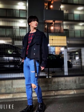「punta（プンタ）のアイテム」を使った、高田稜治さん（メンズ・173cm）の秋コーディネート