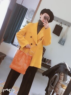「アイテム（スーツジャケット、イエロー系）」を使った、厢子さん（レディース・165cm）の秋コーディネート