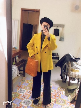 「アイテム（スーツジャケット、イエロー系）」を使った、厢子さん（レディース・165cm）の秋コーディネート