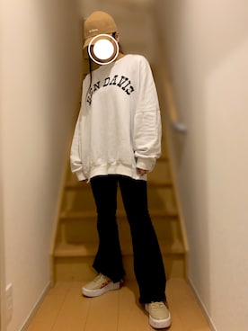 「BEN DAVIS（ベンデイビス）のアイテム（スウェット）」を使った、うまちゃん🔰さん（レディース・158cm）の冬コーディネート