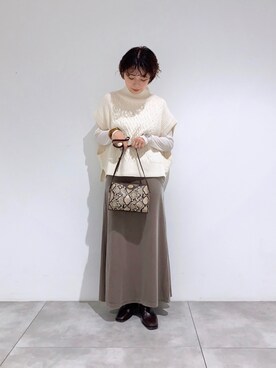 「SENSE OF PLACE by URBAN RESEARCH（センスオブプレイスバイアーバンリサーチ）のヴィンテージライクミニショルダーバッグ（ショルダーバッグ）」を使った、beeeさん（レディース・156cm）の秋コーディネート