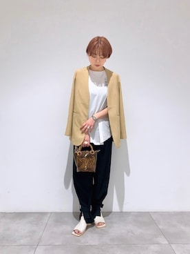 「SENSE OF PLACE by URBAN RESEARCH（センスオブプレイスバイアーバンリサーチ）のアイテム（ノーカラージャケット）」を使った、beeeさん（レディース・156cm）の春コーディネート