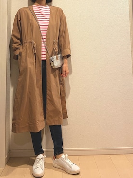 「韓国」｜「アイテム（その他アウター）」を使った、1s0さん（レディース・168cm）の春コーディネート