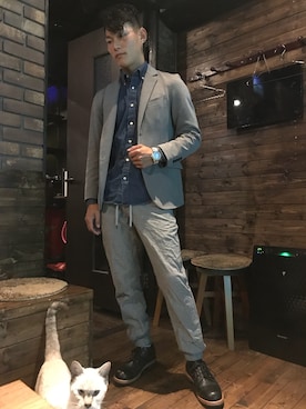 「バー」｜すーさんさん（メンズ・169cm）の秋コーディネート