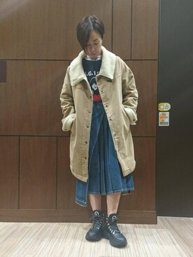 「HYSTERIC GLAMOUR（ヒステリックグラマー）のアイテム（ステンカラーコート）」を使った、noriko.fさん（レディース・153cm）の冬コーディネート