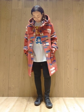 「HYSTERIC GLAMOUR（ヒステリックグラマー）のアイテム（ダッフルコート）」を使った、noriko.fさん（レディース・153cm）の冬コーディネート