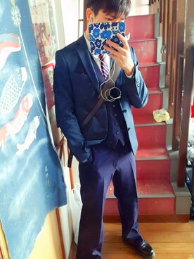 「アイテム（フォーマルスーツ/小物、シルバー系）」を使った、はやとさん（メンズ・176cm）の冬コーディネート