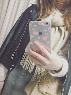 「one after another NICE CLAUP（ワンアフターアナザーナイスクラップ）のアイテム（ライダースジャケット）」を使った、pinxkoさん（レディース・153cm）の冬コーディネート