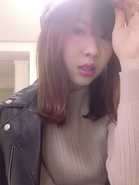 「one after another NICE CLAUP（ワンアフターアナザーナイスクラップ）のアイテム（ライダースジャケット）」を使った、pinxkoさん（レディース・153cm）の冬コーディネート
