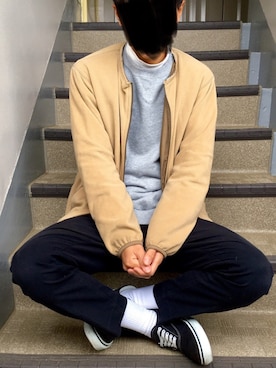 「Champion」｜「アイテム（ノーカラージャケット）」を使った、たけちゃんさん（メンズ・171cm）の秋コーディネート