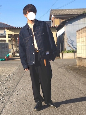 「Lui's（ルイス）のナローベルト（ベルト）」を使った、だらしさん（メンズ・165cm）の春コーディネート