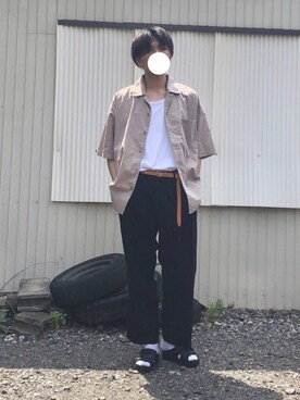 「Lui's（ルイス）のナローベルト（ベルト）」を使った、だらしさん（メンズ・165cm）の夏コーディネート