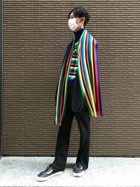 「JW Anderson（ジェイダブリューアンダーソン）のアイテム（ニット/セーター）」を使った、徐偉銘さん（メンズ・177cm）の冬コーディネート