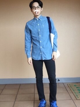 「NIKE（ナイキ）のアイテム（スニーカー、ブルー系）」を使った、ぱぐさん（メンズ・170cm）の秋コーディネート