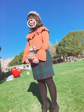 「RETRO GIRL（レトロガール）のアイテム（トップス、オレンジ系）」を使った、り  かさん（レディース・157cm）の冬コーディネート