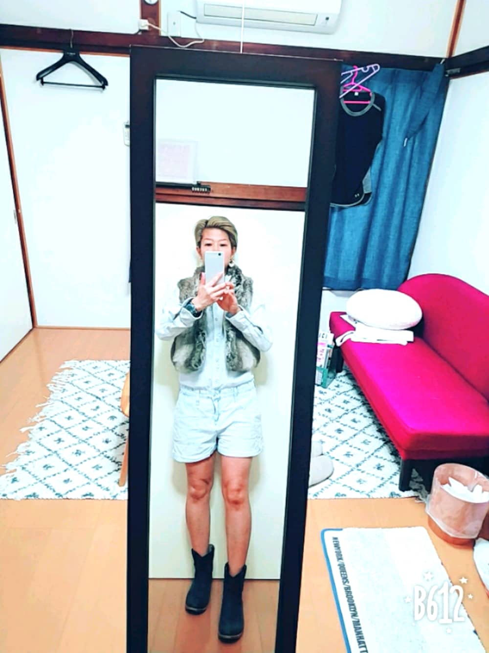 「おしゃれさんと繋がりたい、つなぎ、デニム、ウェスタンブーツ、ラグアンドボーン、ボーイッシュ、ちょっぴり、瘦せました笑、洗濯物が、、、、シルバーアッシュ、ブラック」｜「ラグ＆ボーンのアイテム（つなぎ/オールインワン、ブルー系）」を使った、NaGisaさん（レディース・157cm）の春コーディネートの1枚目の写真