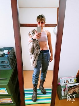 「STUSSY（ステューシー）のアイテム（ブルゾン）」を使った、NaGisaさん（レディース・157cm）の秋コーディネート
