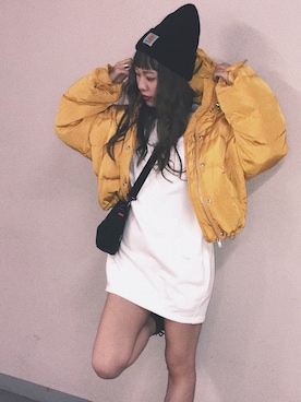 「carhartt」｜「アイテム（ワンピース/ドレス）」を使った、sayocoさん（レディース・154cm）の秋コーディネート