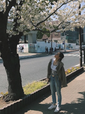 「cheap monday」｜「アイテム（ジャケット/アウター）」を使った、sayocoさん（レディース・154cm）の春コーディネート