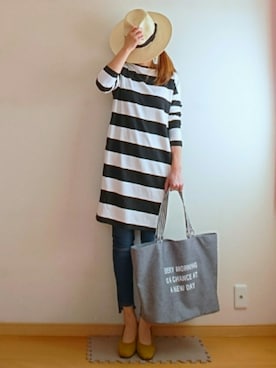 「デカバッグ」｜「アイテム（その他）」を使った、YKPさん（レディース・163cm）の春コーディネート
