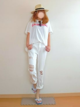 「DAISO（DAISO）のアイテム（ビーチサンダル）」を使った、YKPさん（レディース・163cm）の夏コーディネート