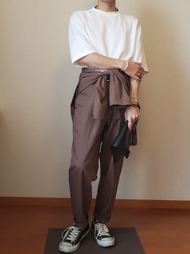 「アイテム（クラッチバッグ）」を使った、Satoshiさん（メンズ・169cm）の夏コーディネート
