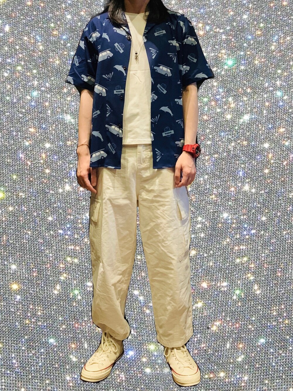 「Proteus、夏、日系休闲」｜「proteusのアイテム（パンツ、ホワイト系）」を使った、StarryNightt6さん（メンズ・174cm）の春コーディネートの1枚目の写真