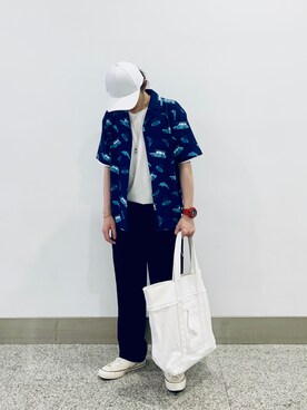「日系极简」｜「アイテム（スラックス）」を使った、StarryNightt6さん（メンズ・174cm）の夏コーディネート