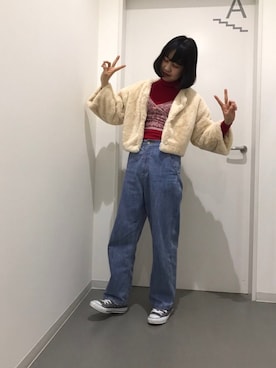 「ファーコート」｜「アイテム（キャミソール）」を使った、ひなさん（レディース・163cm）の冬コーディネート