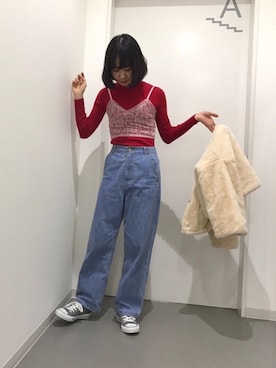 「ファーコート」｜「アイテム（キャミソール）」を使った、ひなさん（レディース・163cm）の冬コーディネート
