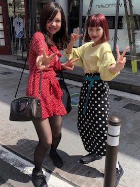 「アイテム（ラッピングキット、グリーン系）」を使った、ひなさん（レディース・163cm）の春コーディネート