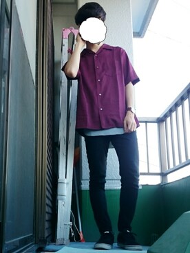 「ORIGINAL GRAIN（オリジナルグレイン）のアイテム（アナログ腕時計）」を使った、yukiさん（メンズ・173cm）の夏コーディネート