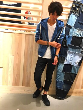 「ノーティードッグ」｜「アイテム（シューズ）」を使った、田畑 文教さん（メンズ・171cm）の秋コーディネート