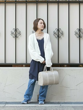 「ボリュームニット」｜「アイテム（ワンピース）」を使った、オオノさん（レディース・162cm）の冬コーディネート