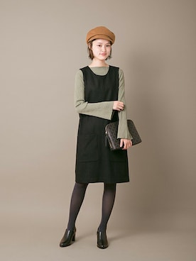 「URBAN RESEARCH（アーバンリサーチ）のUR ワイドリブ袖フレアカットソー（Tシャツ/カットソー）」を使った、オオノさん（レディース・162cm）の冬コーディネート