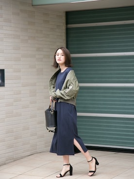 「URBAN RESEARCH（アーバンリサーチ）のアイテム（MA-1）」を使った、オオノさん（レディース・162cm）の春コーディネート