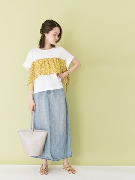 「URBAN RESEARCH（アーバンリサーチ）のアイテム（デニムスカート）」を使った、オオノさん（レディース・162cm）の夏コーディネート