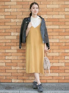 「URBAN RESEARCH（アーバンリサーチ）のアイテム（ライダースジャケット）」を使った、オオノさん（レディース・162cm）の夏コーディネート