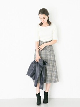 「URBAN RESEARCH（アーバンリサーチ）のアイテム（ライダースジャケット）」を使った、オオノさん（レディース・162cm）の夏コーディネート