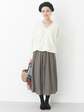 「URBAN RESEARCH（アーバンリサーチ）のアイテム（ハンチング/ベレー帽）」を使った、オオノさん（レディース・162cm）の秋コーディネート